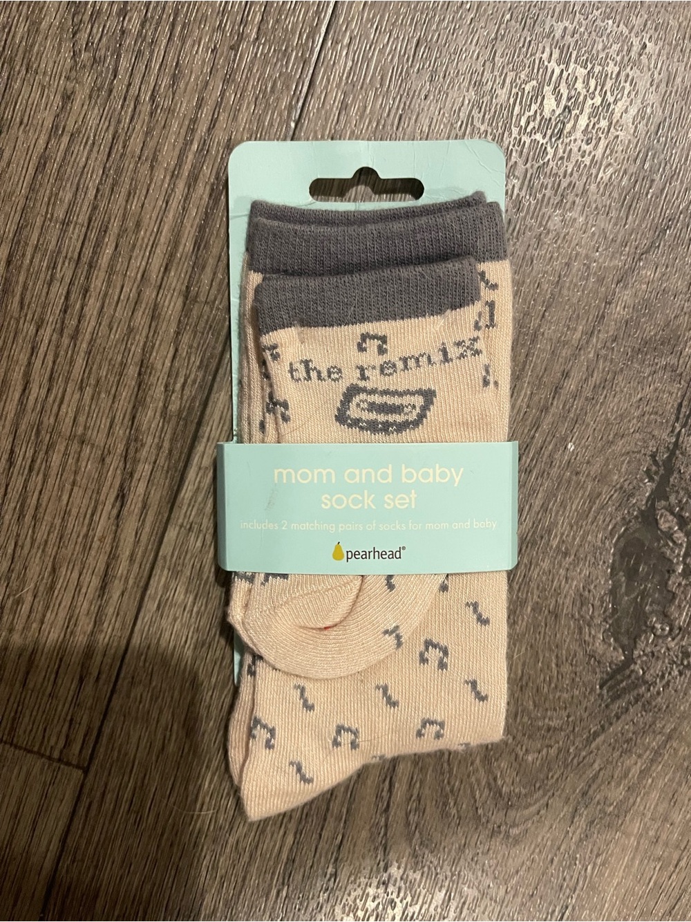 Pearhead Mom & Baby Casual Socks in Pink with Gray Trim